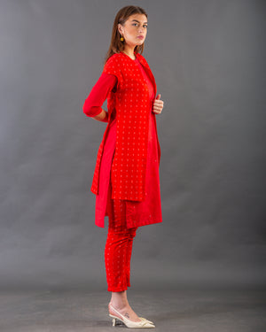 Red jacket kurta Red jacket kurta