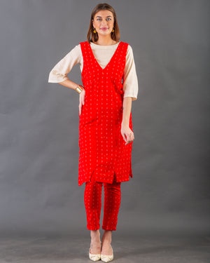 Red Overlay kurta Red Overlay kurta