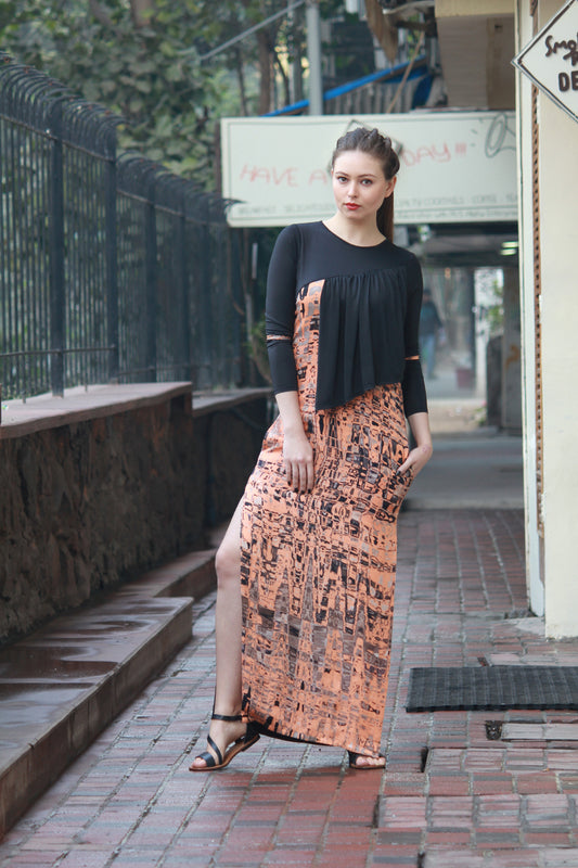 Printed assymetric dress
