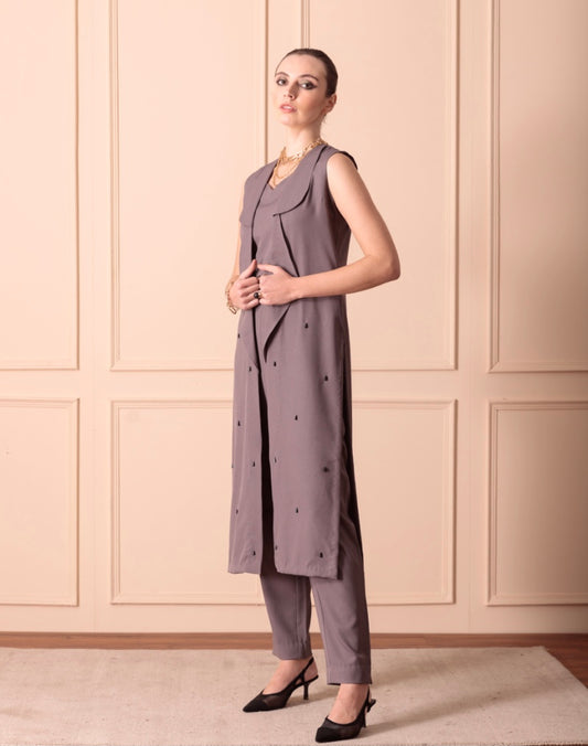 Double collar grey set