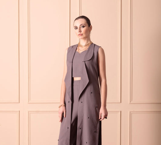 Double collar grey set